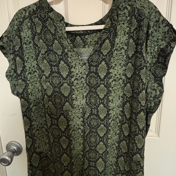 Anthropologie Rachel Tunic Dress Green Snake Print Shift | Size M - Picture 6 of 9
